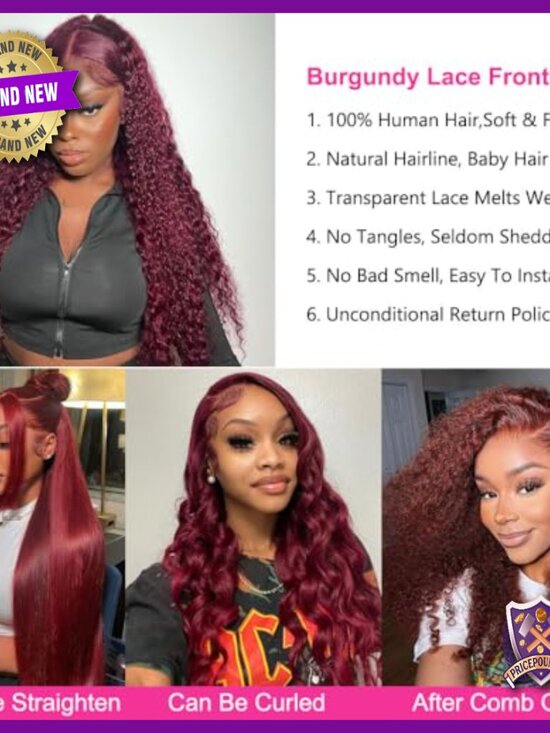 26 Inch Glueless Human Hair Lace Front Wig Pre Plucked Deep Wave